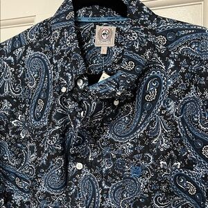 Men’s paisley button down shirts 2 light blue and navy blue.